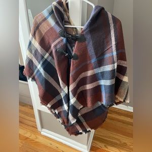 TJ Maxx Plaid Hooded Shawl for Fall (OSFA)